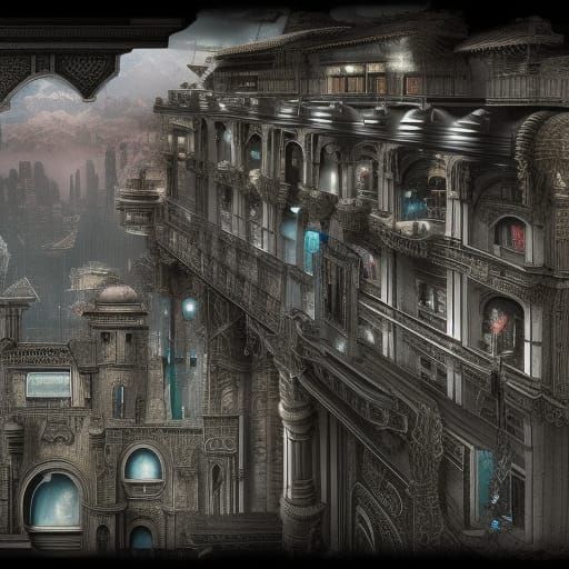 Intricate Blueprint of a Labyrinthine City