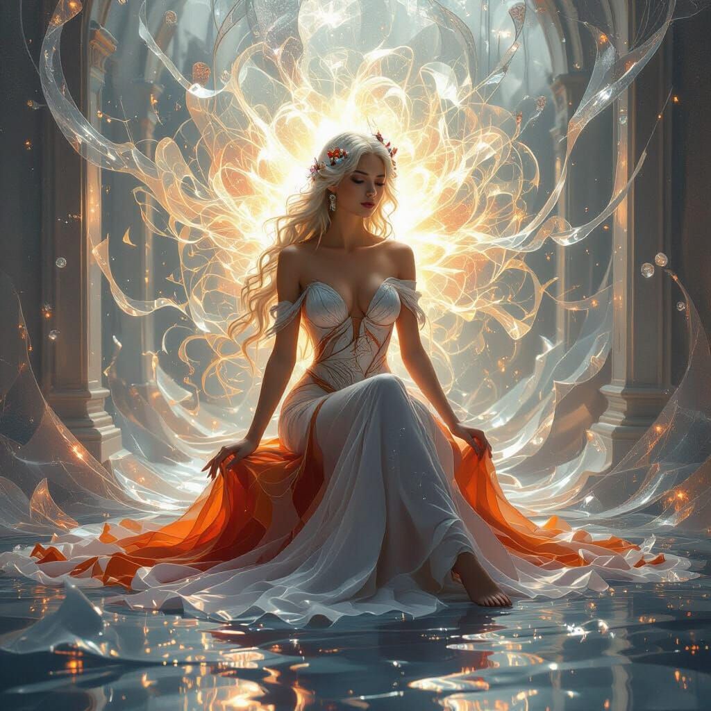 Aphrodite's Ethereal Glow in Surrealist Digital Matte Style