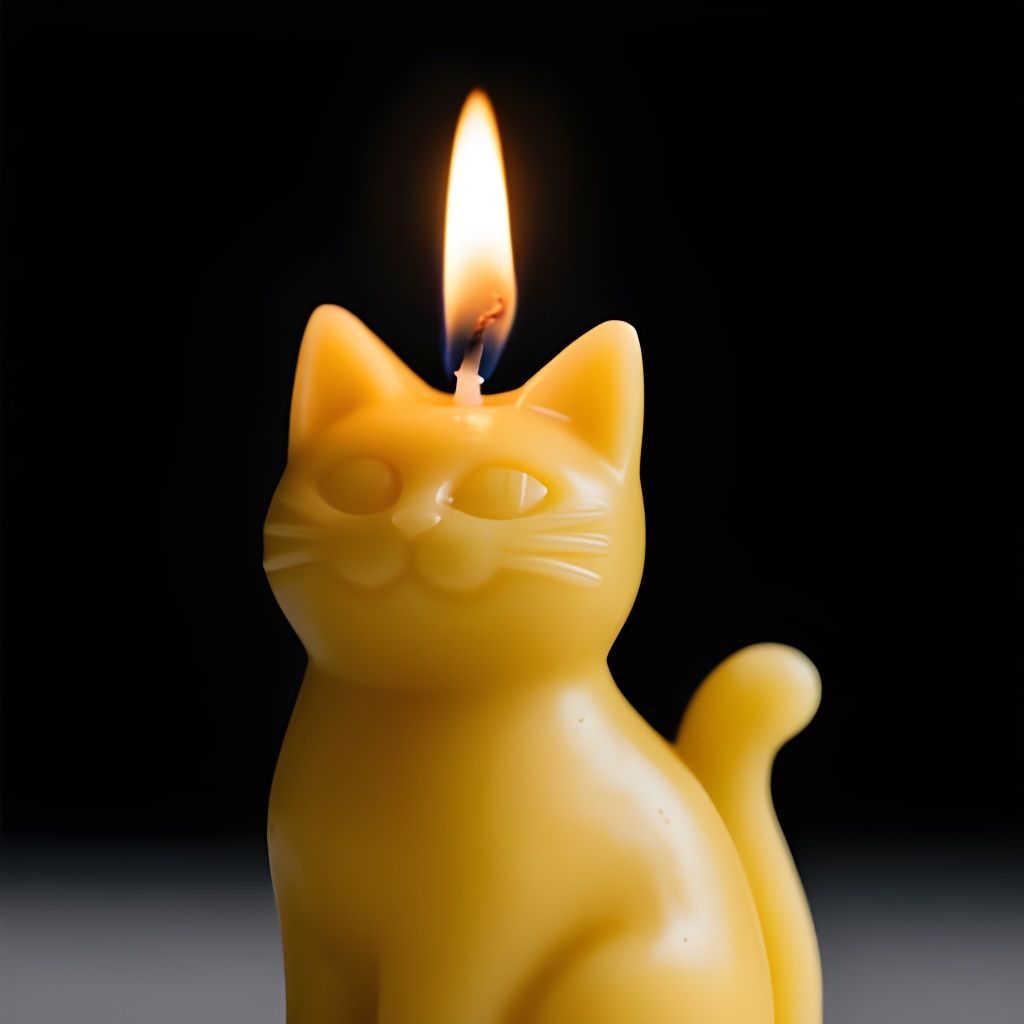 Close Up Of A Flame On A Cat Shaped Candle