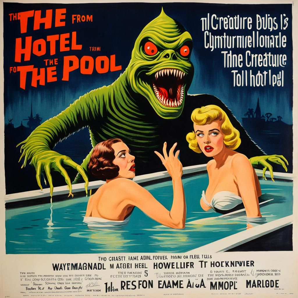 1950s Horror Poster: Creature from the Hotel Pool