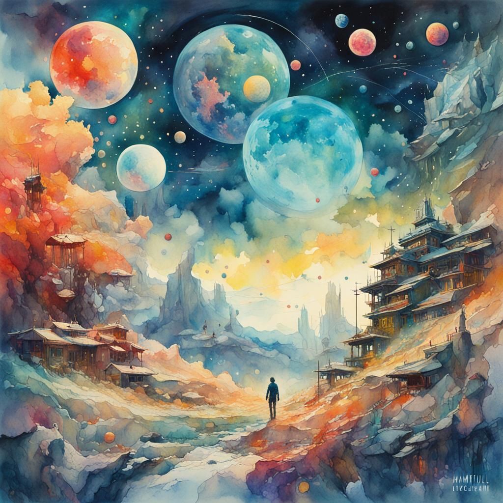 Eternity in Space: Cosmic Nebula in Watercolour