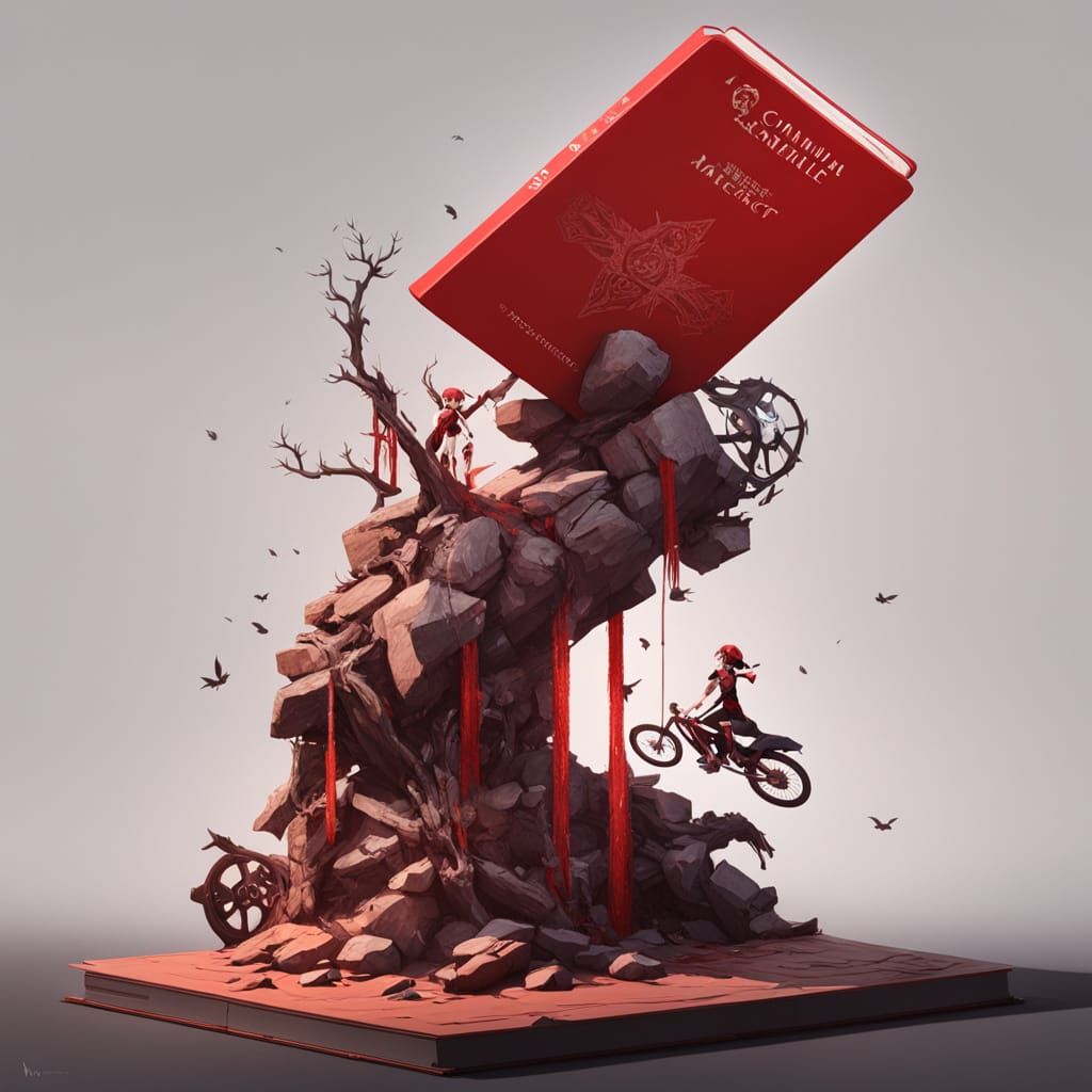 Modern Red Book Cover Art with Martian Elements