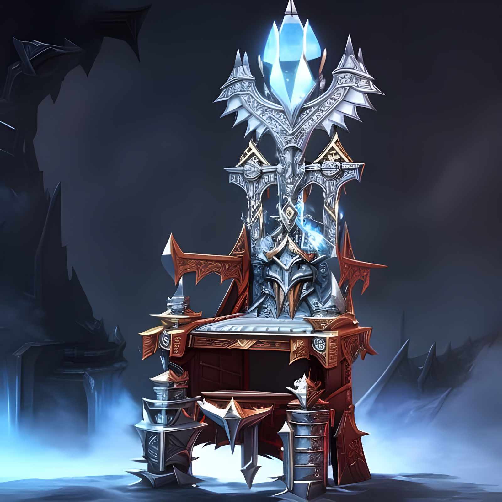 Crystalline Warhammer on Throne: Fantasy Art