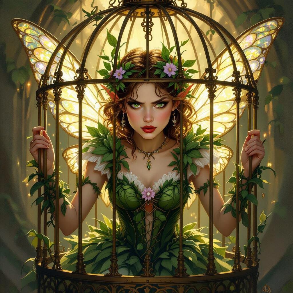 Fierce Fairy Trapped in Golden Cage