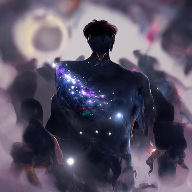 Ethereal Man Silhouette Absorbing the Universe