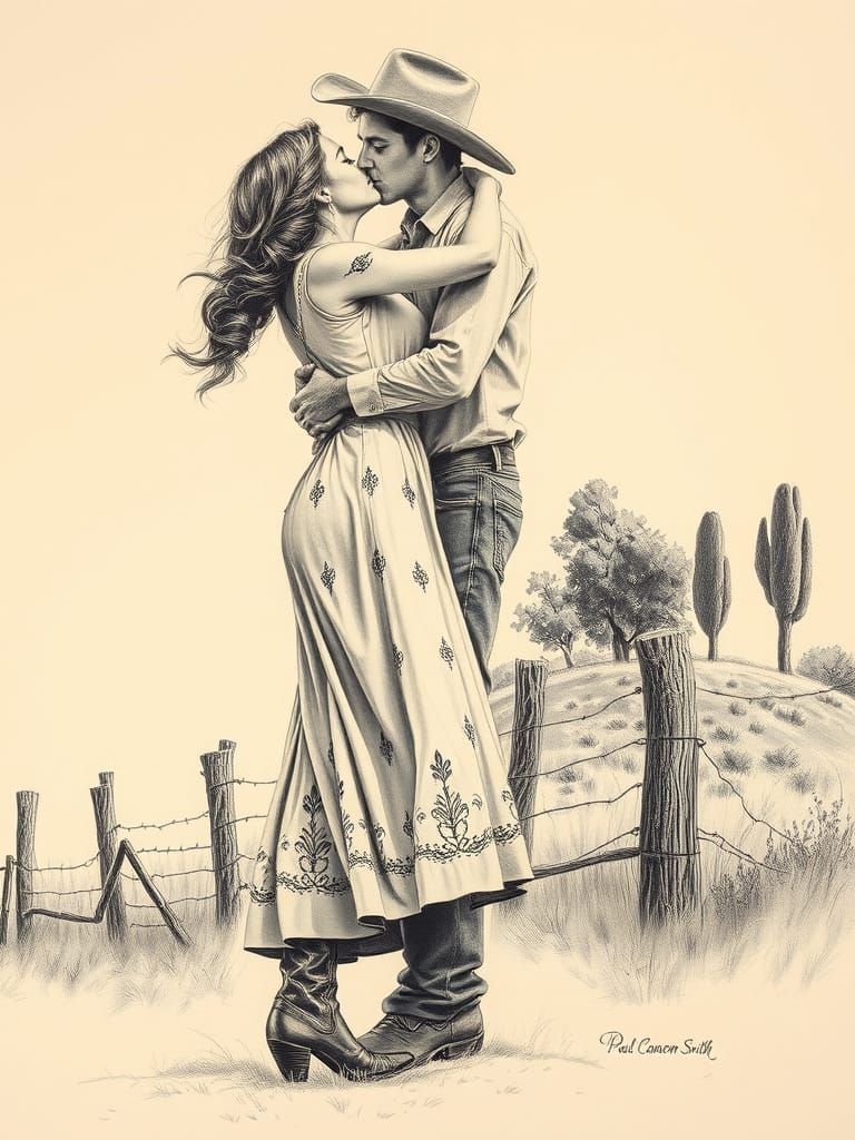 Tender Country Embrace in Charcoal