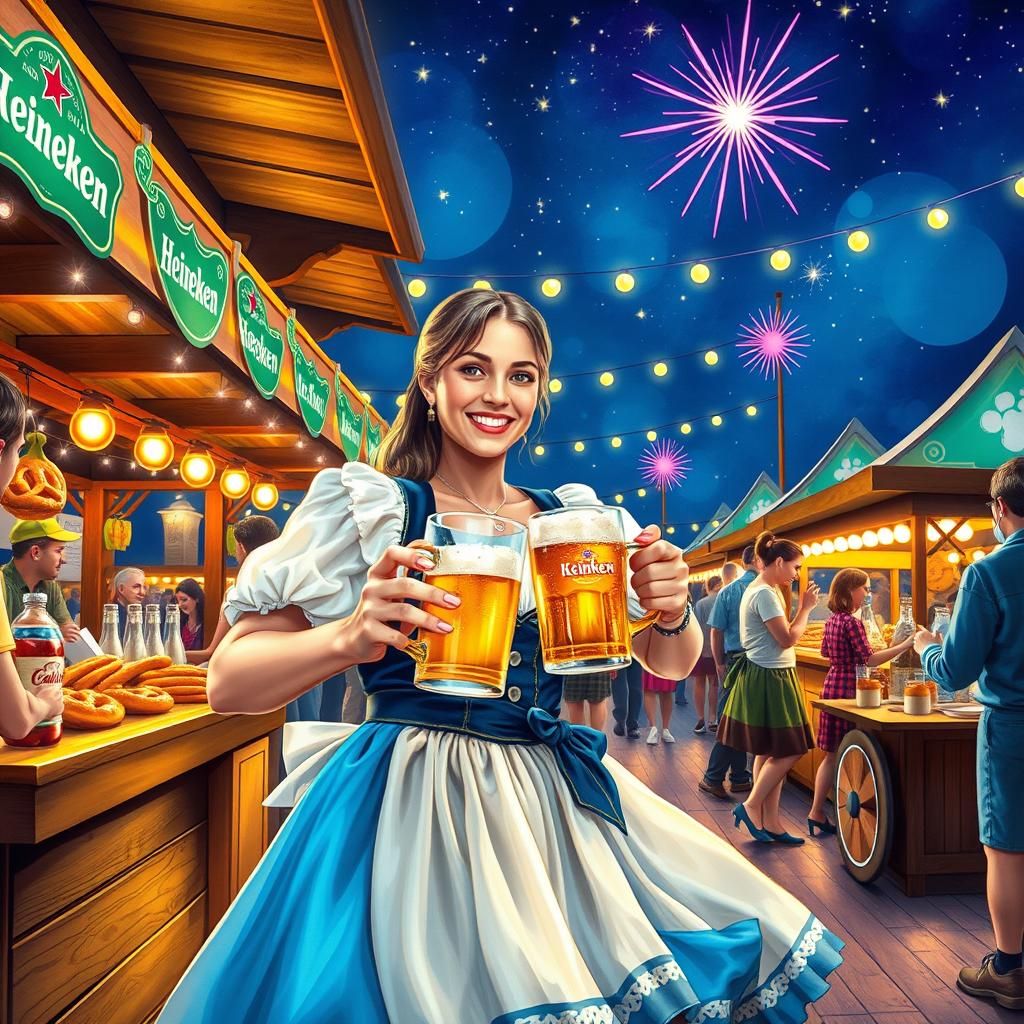 Translucent Woman Celebrates at Lively Volksfest