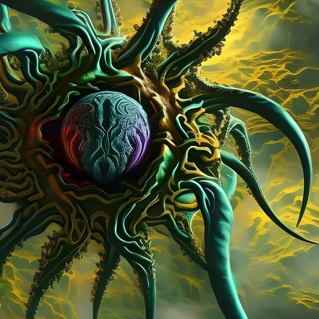 Detailed Alien Organism in Graffiti Art Style