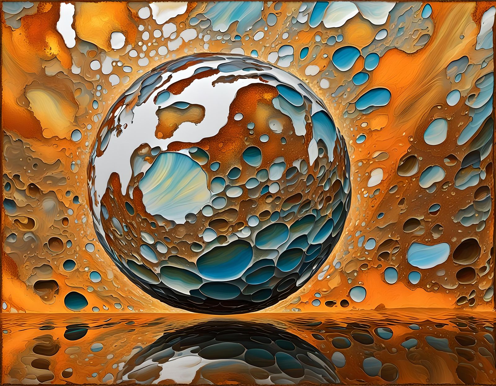 Exploding Glass Sphere in Abstract Art Nouveau Style