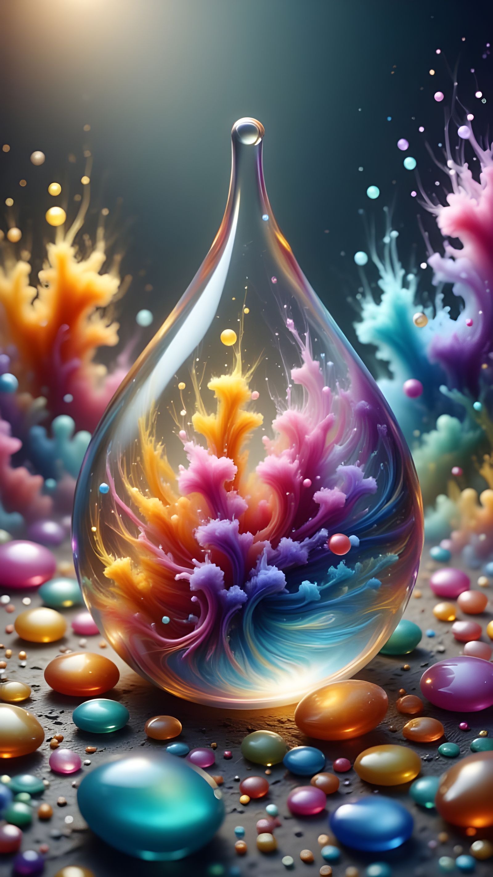 Teardrop Crystal Ornament with Colorful Liquid