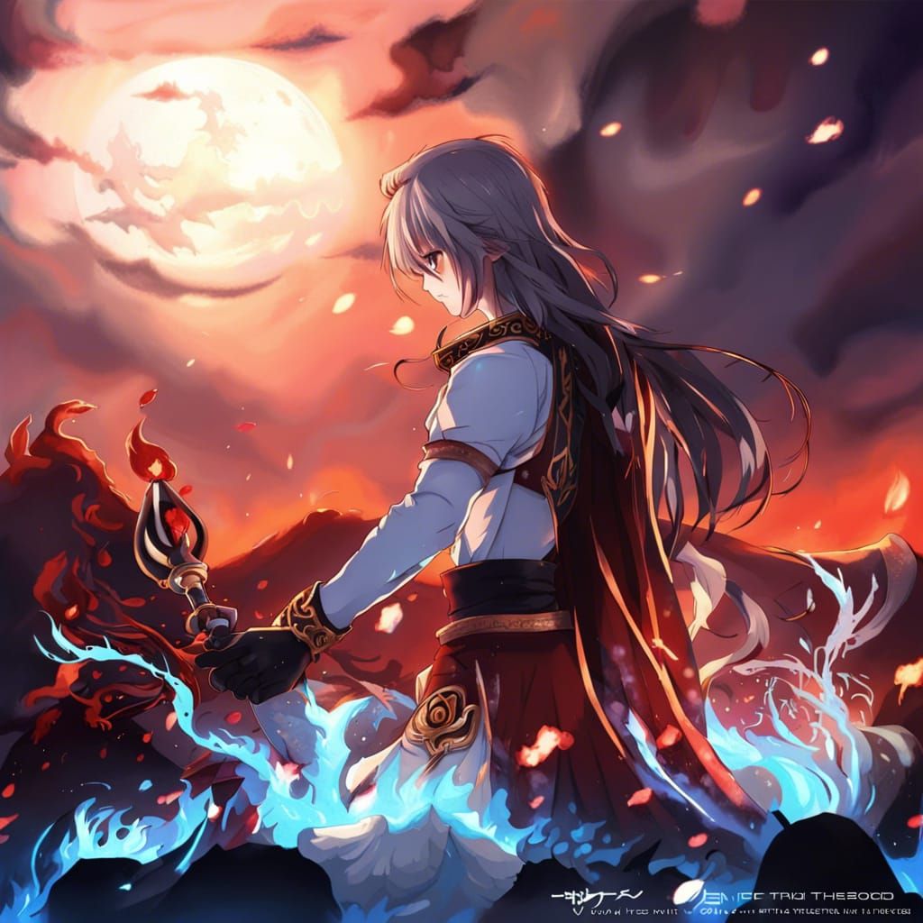 Khonsu, God of the Moon, in Anime Style