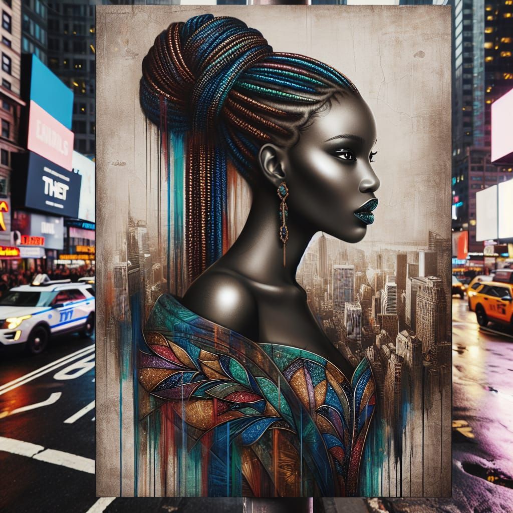 African Goddess Shines in Times Square's Vibrant Lights