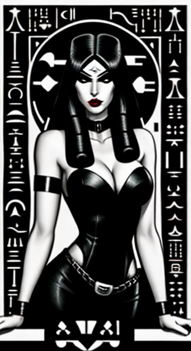 Noir Femme Fatale Hieroglyphs in Film Noir Style