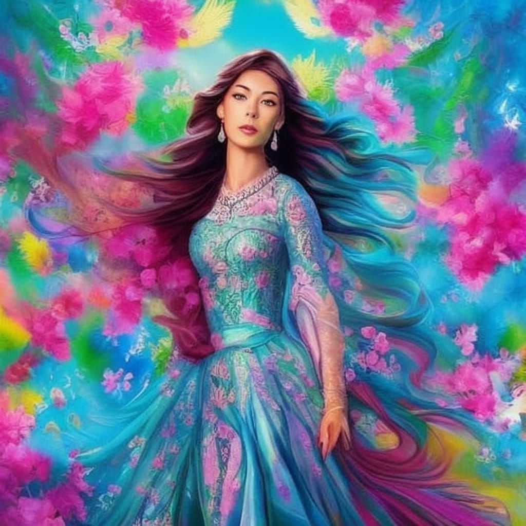 Elegant Woman Portrait in Airbrush Style