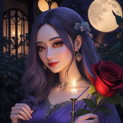 Harmonious Illuminated Floral Celestial Scene