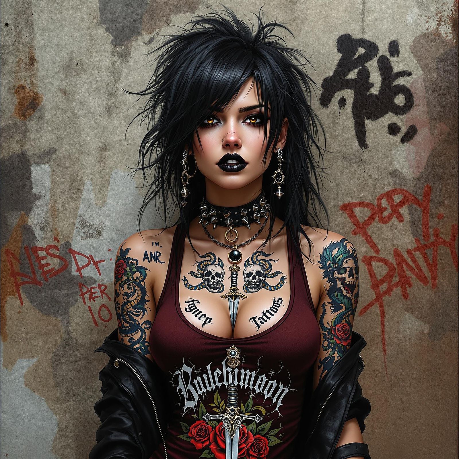 Rebellious Woman Portrait in Hyperrealistic Digital Art