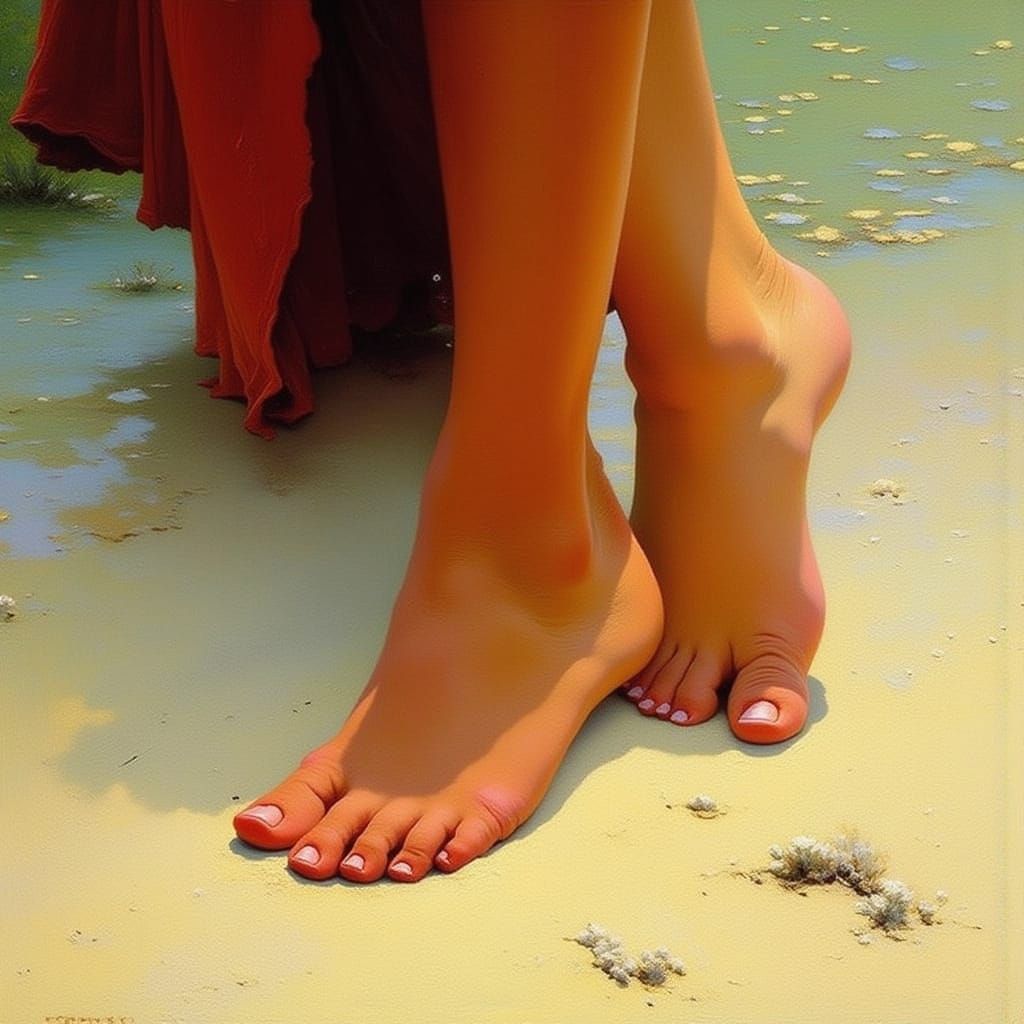 Sandy Bare Feet on the Beach Close-Up