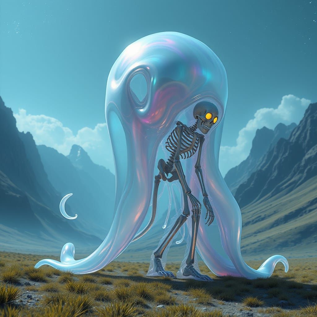 Iridescent Slime Creature in Surreal Style