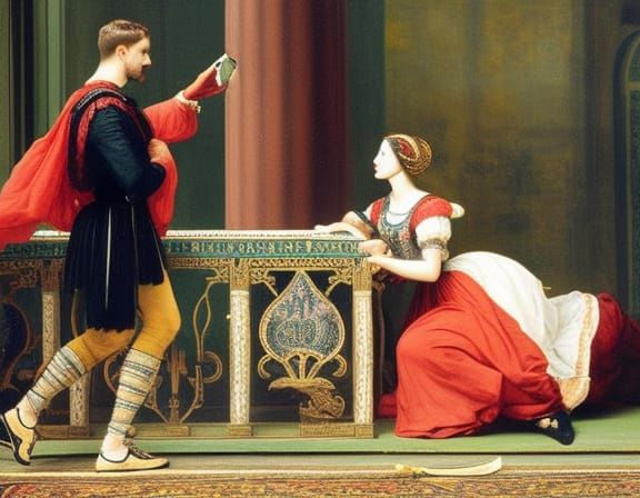 Romeo and Juliet with iPhones, Fairy Tale Illustration