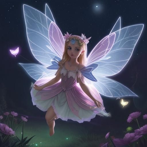 Fairies Flying and Glowing in the Night