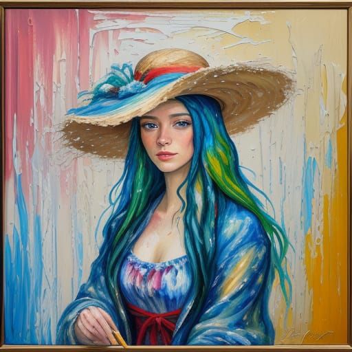 Romantic Winter Biokini Portrait in Neo-Impressionist Style