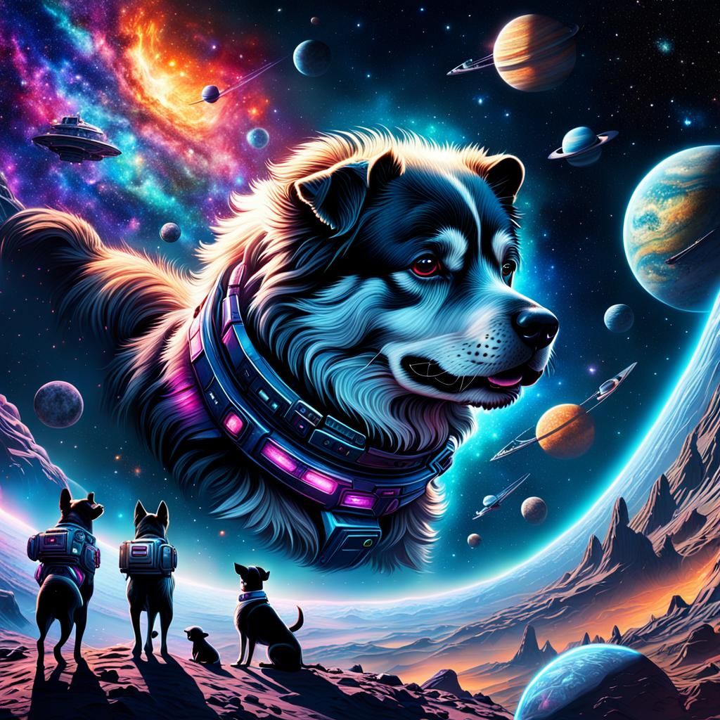 Dogs in Space: Holographic Astral Cosmic Art