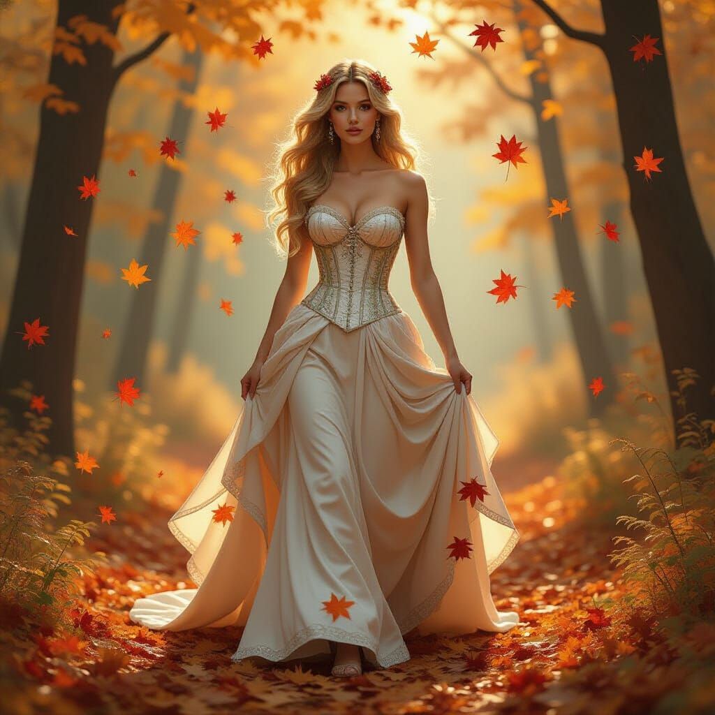 Autumn Fairy in Enchanted Forest: AI Art