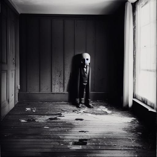 Film Noir Classic Horror Scene in High Contrast Black and Wh...