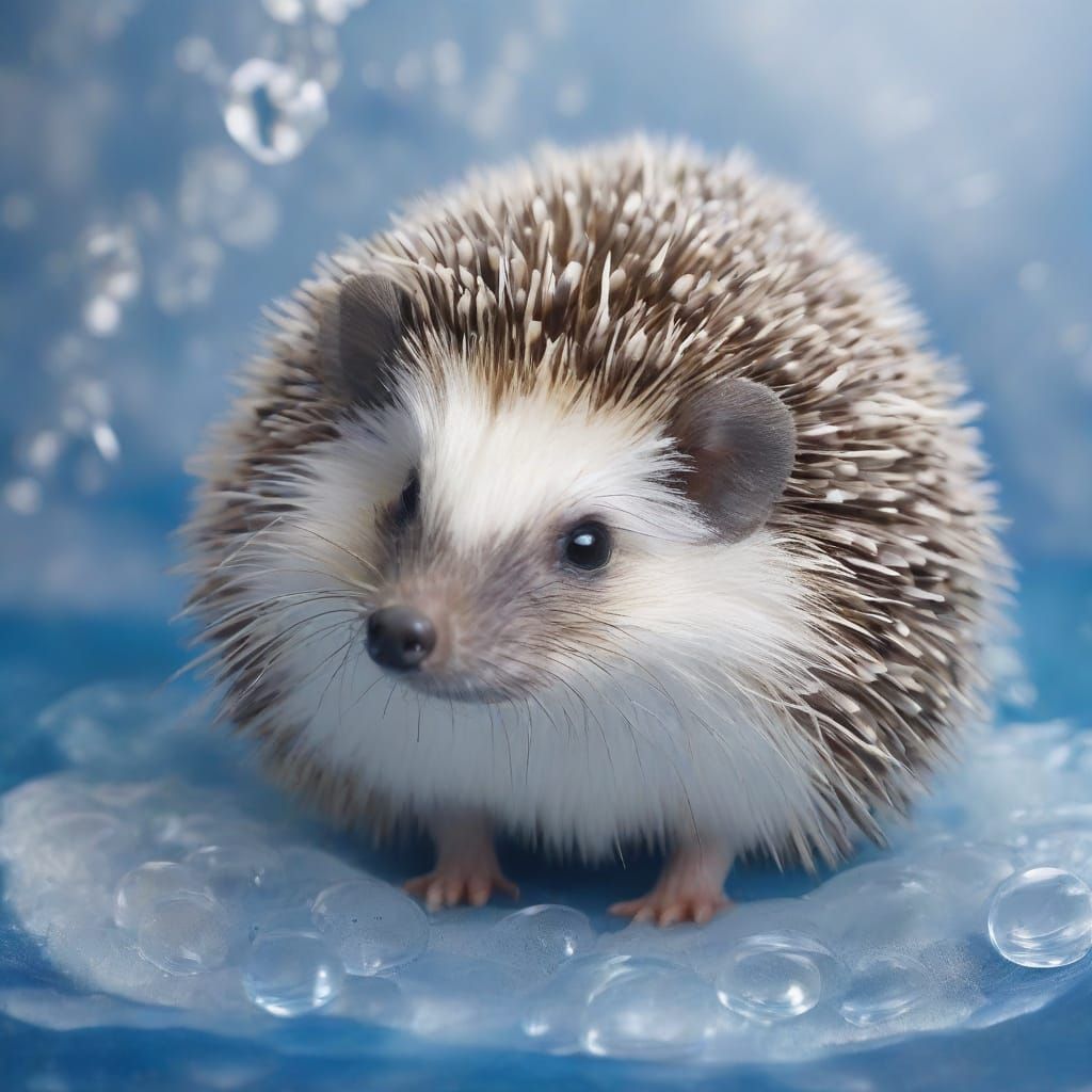 Hedgehog of Flowing Water in Art Deco Style