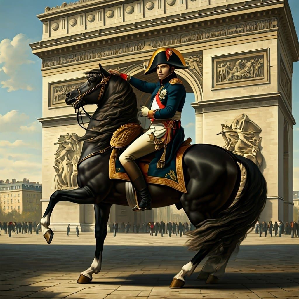 Majestic Military Leader Under Grand Arc de Triomphe