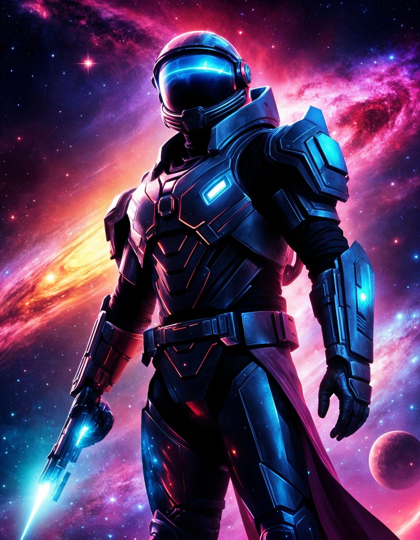 Hero Among Stars in Watercolor Style