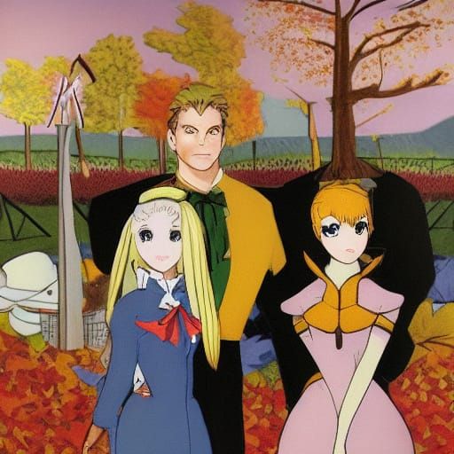 Rabbit Autumn Date Night in Pop Art Style