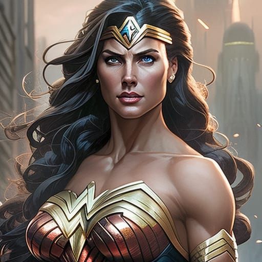 Detailed Wonder Woman Portrait in Artstation Style