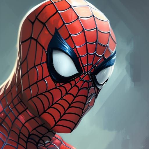 Hyperdetailed Spiderman Portrait in Art Nouveau Style