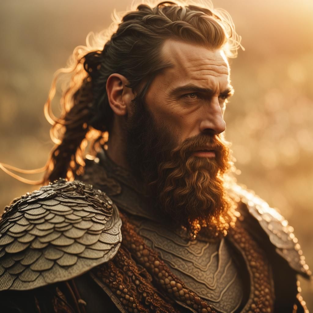 Braided Beard with Dragon: Cinematic Film Still