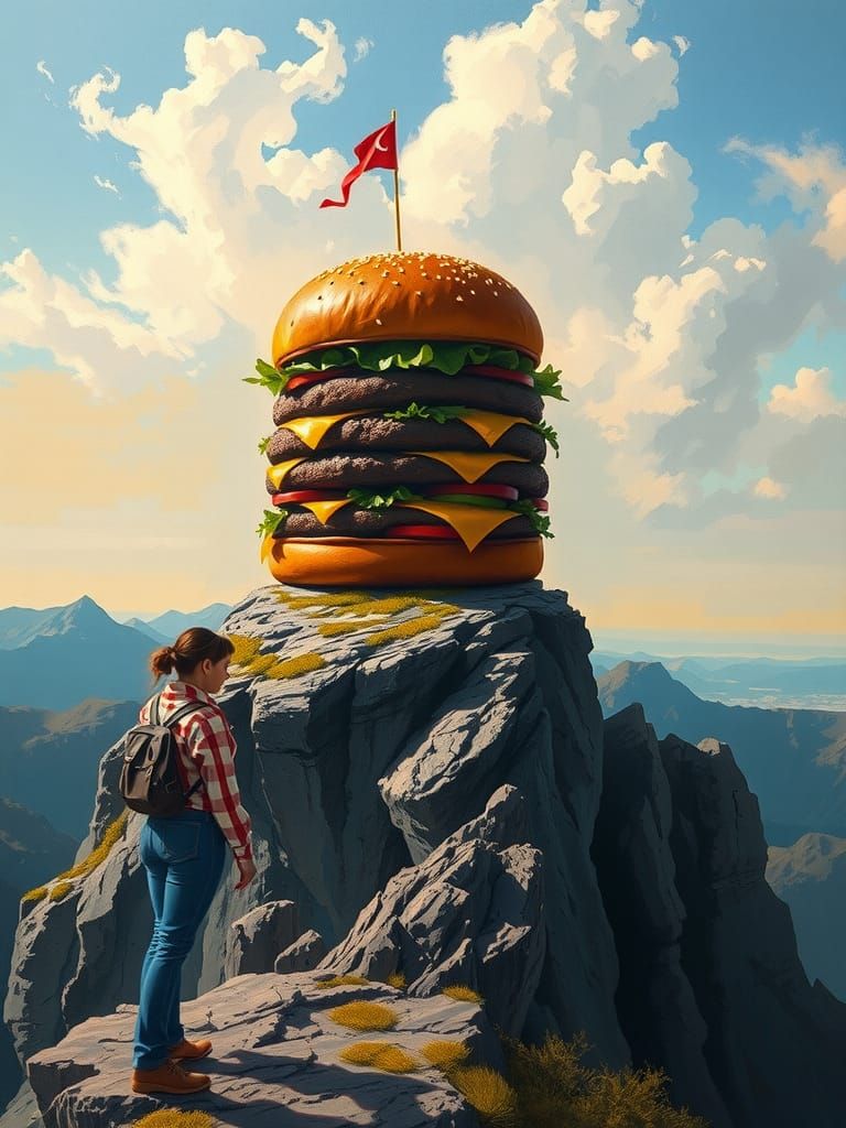 Colossal Burger Picnic in Expressionist Style