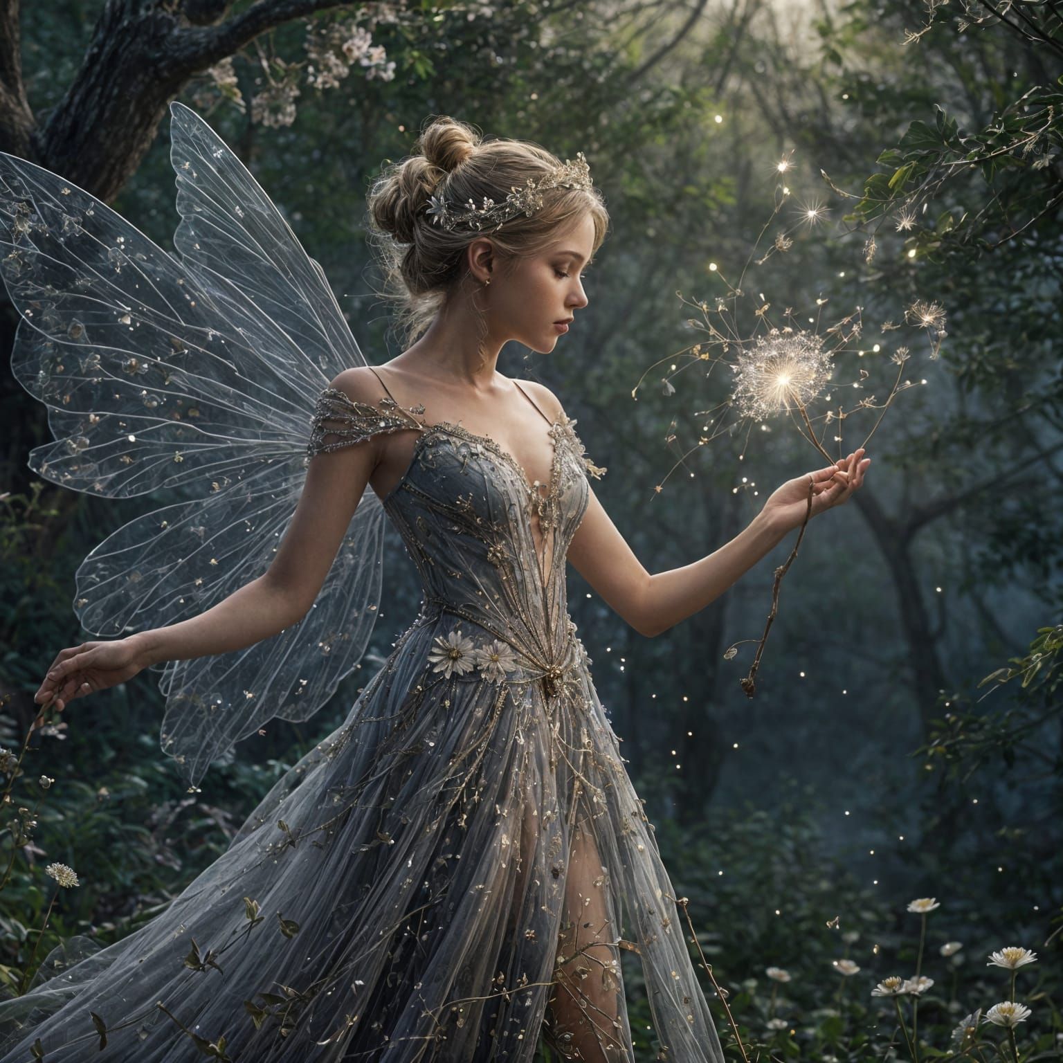 Beaded Fairy Blowing Dandelion Wishes