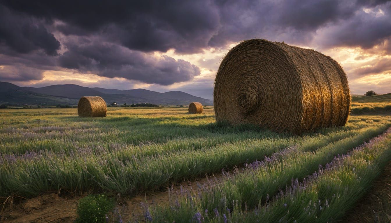 Impasto Painting of Farmer in Windswept Field