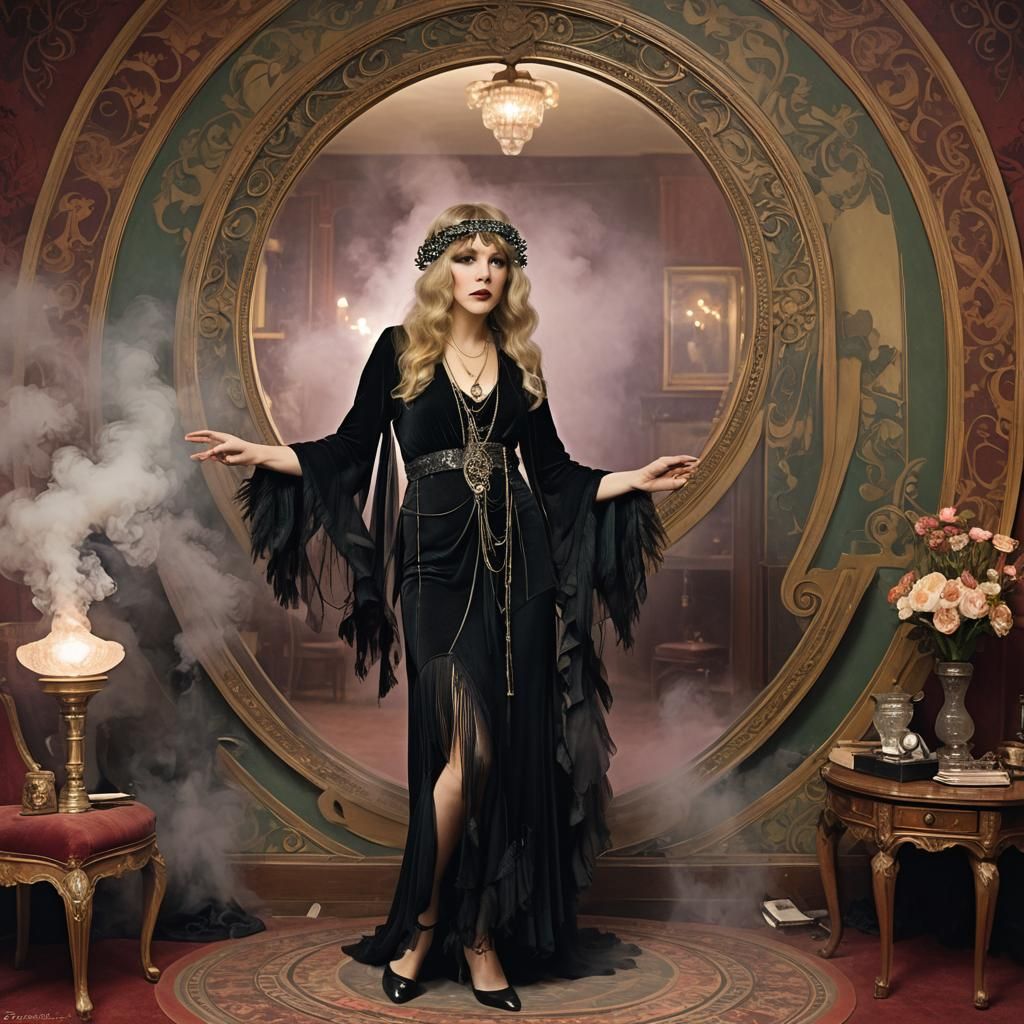 Enchanting Flapper Conjures Magic in Art Nouveau Style