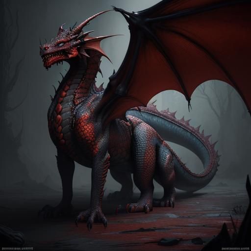 Creepy Bloody Dragon in Detailed Fantasy Art