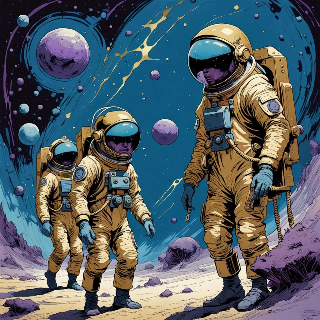 Sci-Fi Alien Cosmonauts in 1970s Style