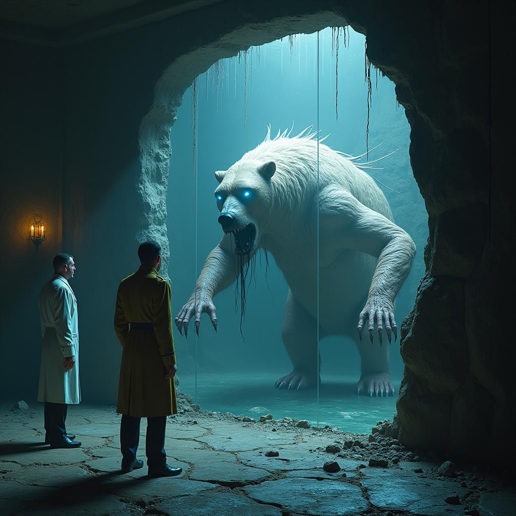 Viscarion Creature Confined in Dimly Lit Monastery Cell