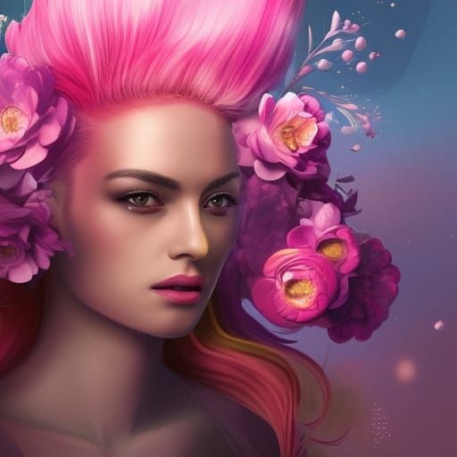 Queen with Pink Hair on Alien Planet