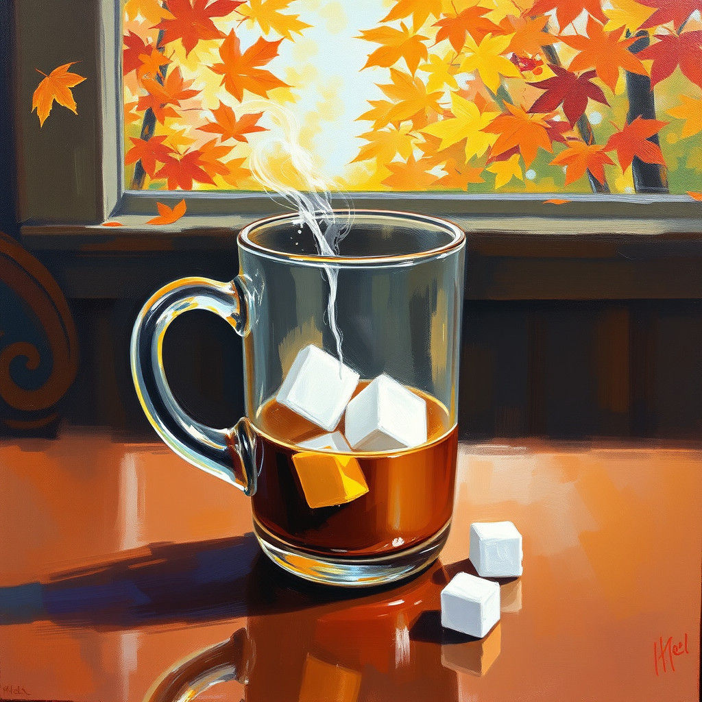 Coffee with Sugar Cubes in Impressionist Style
