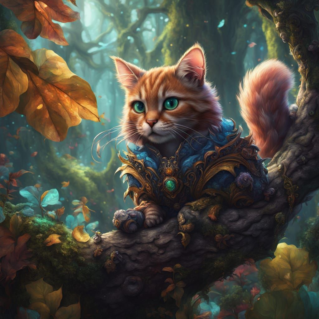 Whimsical Fantasy Creature Portrait in a Rainforest Glade