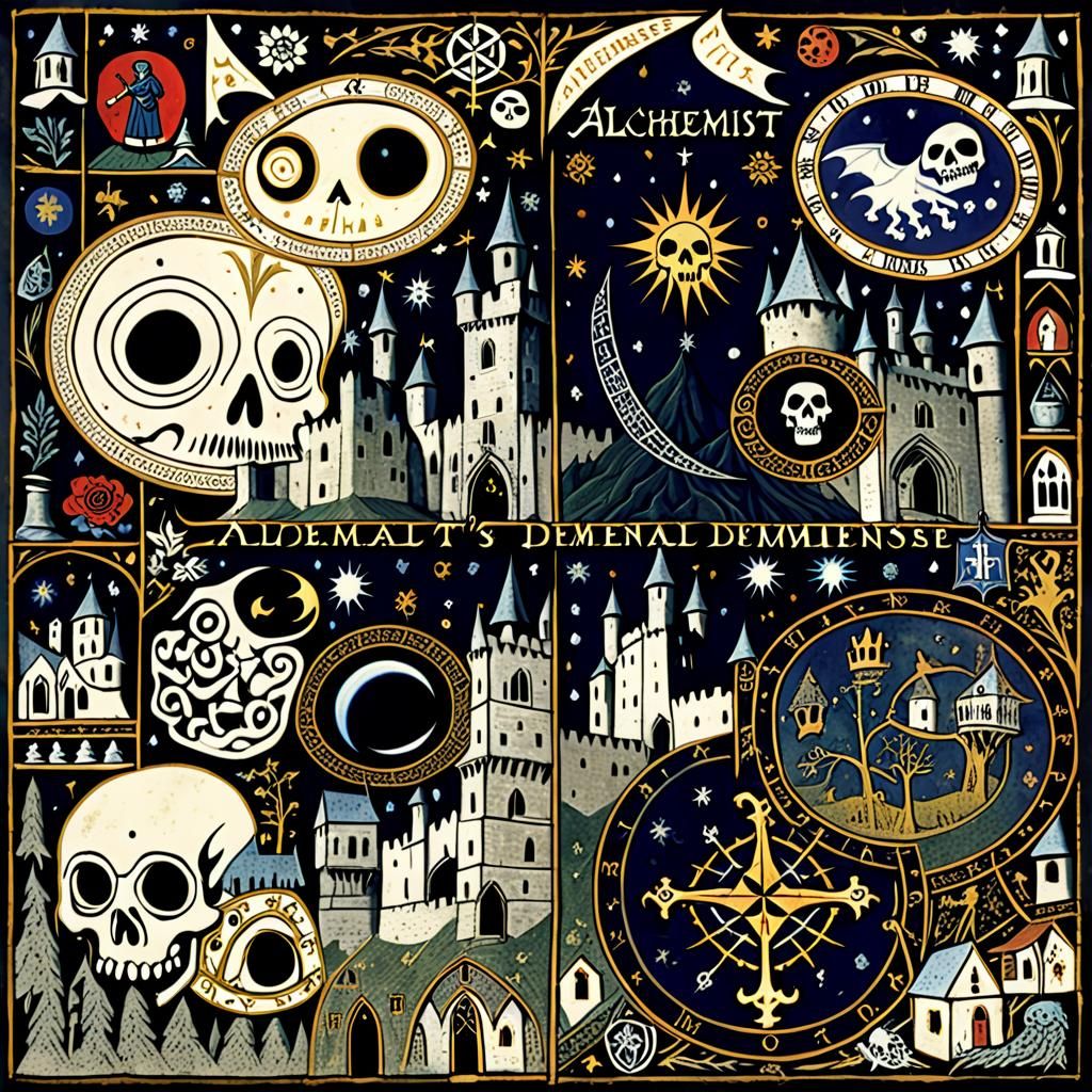 Grunge Album Cover Art: Alchemist's Medieval Domain