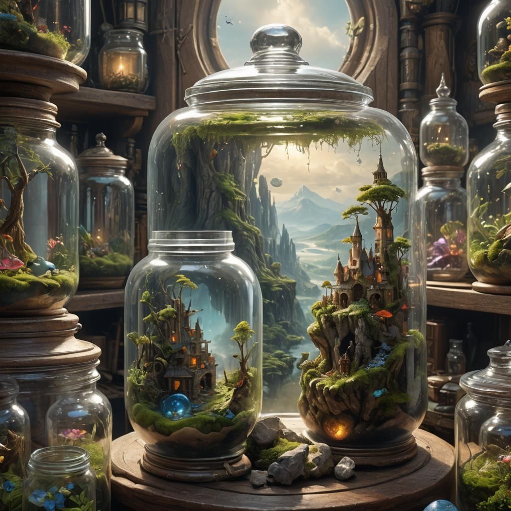 Magical Fantasy World Inside a Jar