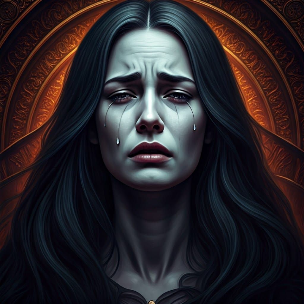 Ethereal Woman's Ghostly Figure in Dark, Velvety Black Backg...