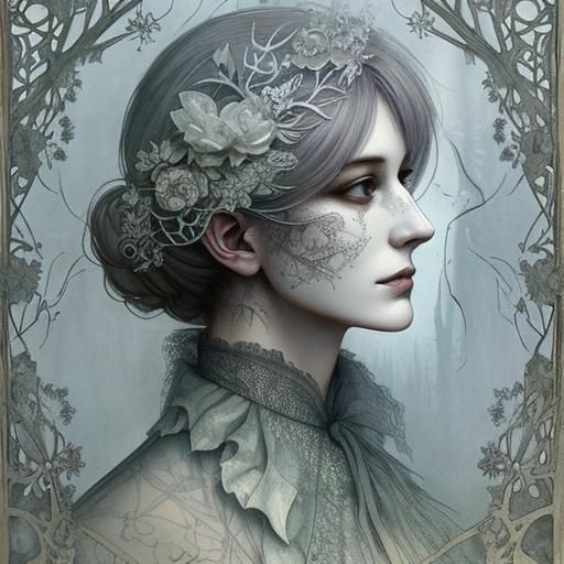 Surreal Ghost Portrait with Musical Notes