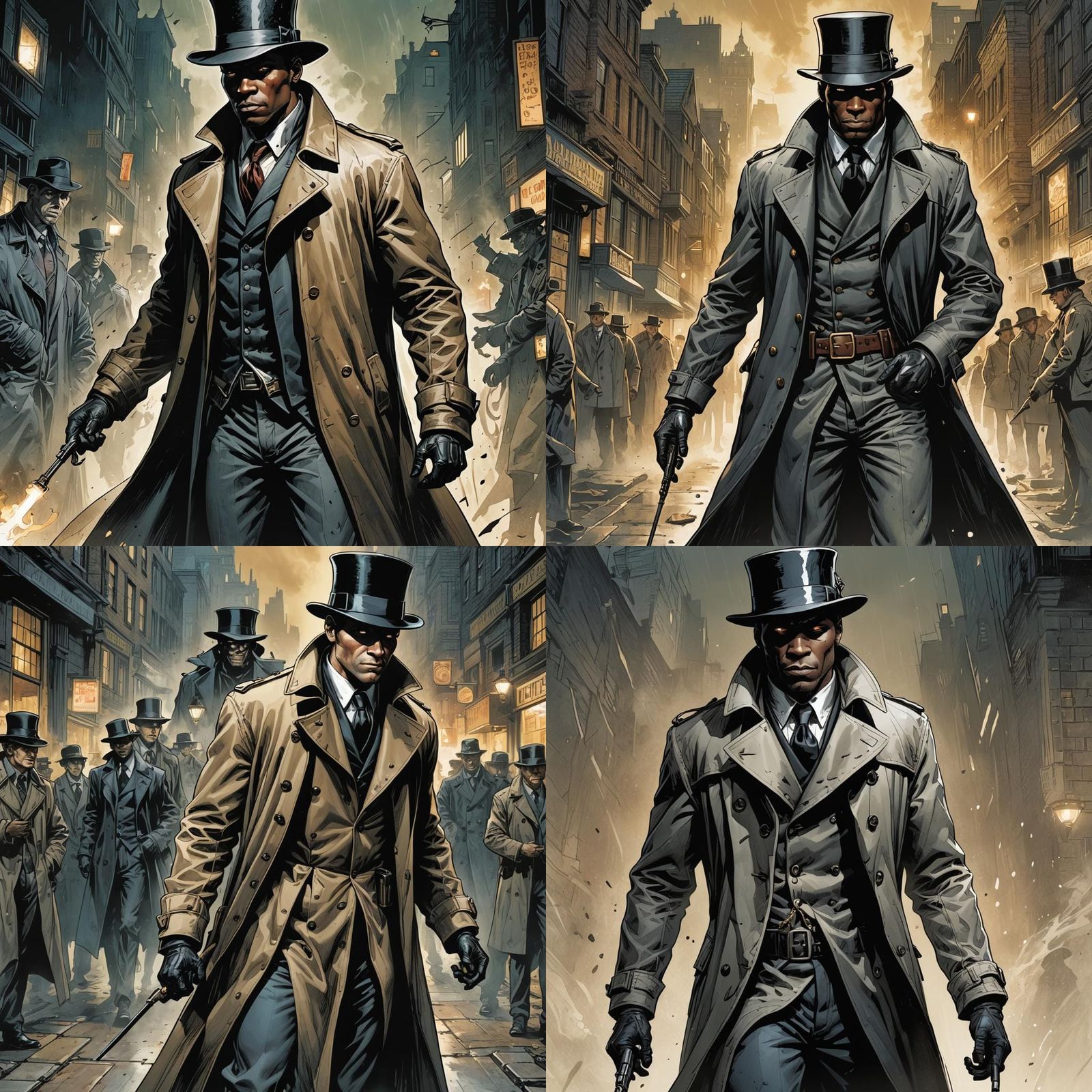 Shadow Figure in Top Hat, Comic Book Art